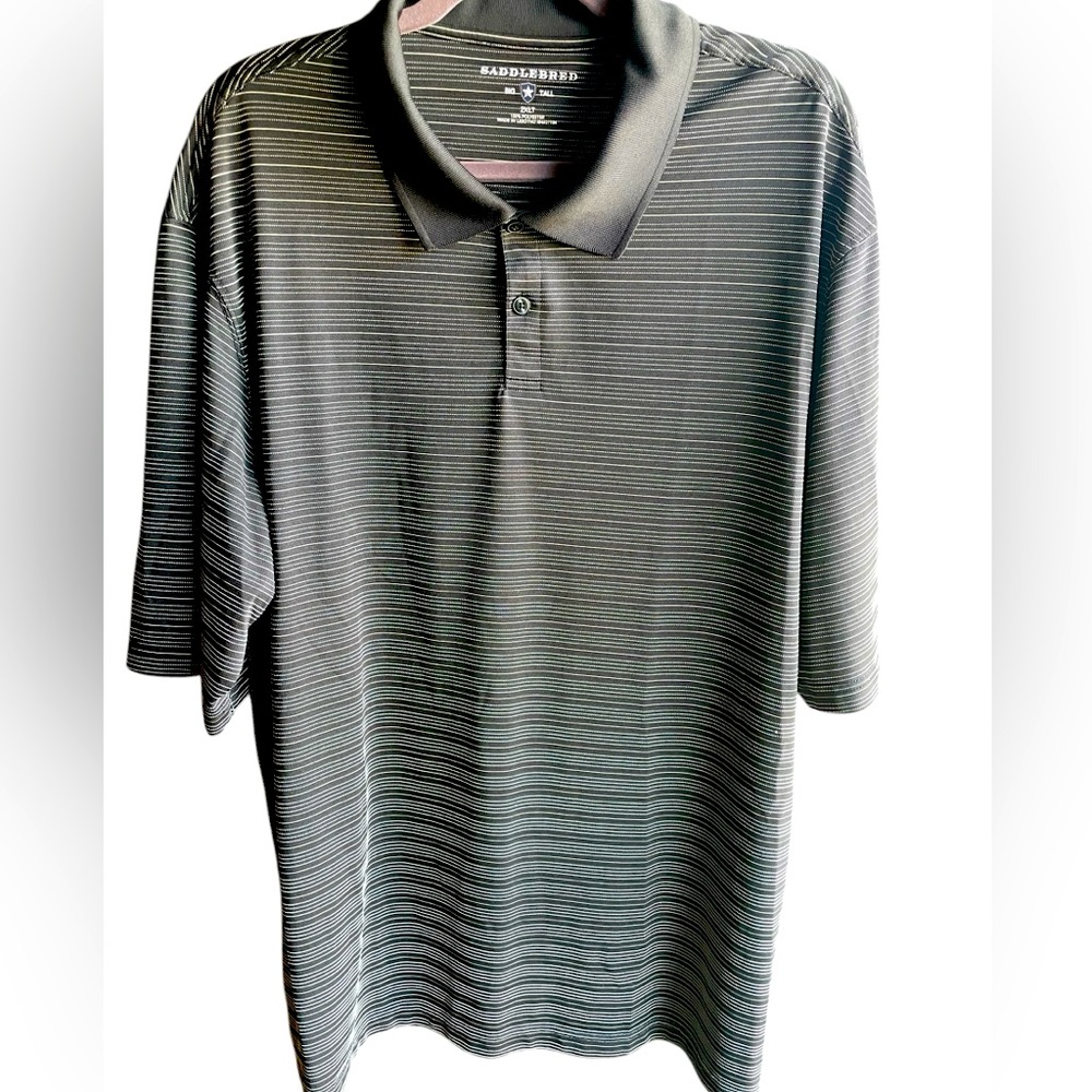 Saddlebred‎ Men’s Golf Performance Polo 2XLT Big and Tall Black & White Stripe